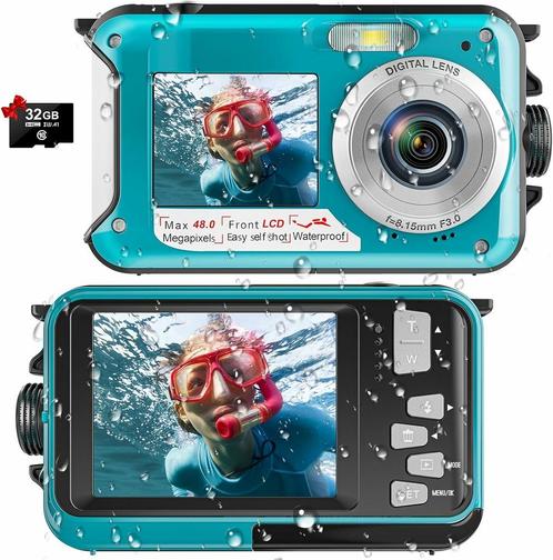 Waterdichte digitale camera voor snorkelen - Full HD 2.7K..., Audio, Tv en Foto, Fotocamera's Digitaal, Nieuw, Verzenden