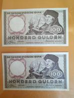 Nederland. 2  x 100 Gulden 1953 Erasmus - Opeenvolgende