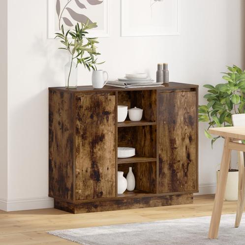 vidaXL Dressoir met LED Rook Eik 90x32x75 cm Geengineerd, Huis en Inrichting, Slaapkamer | Nachtkastjes, Nieuw, Verzenden