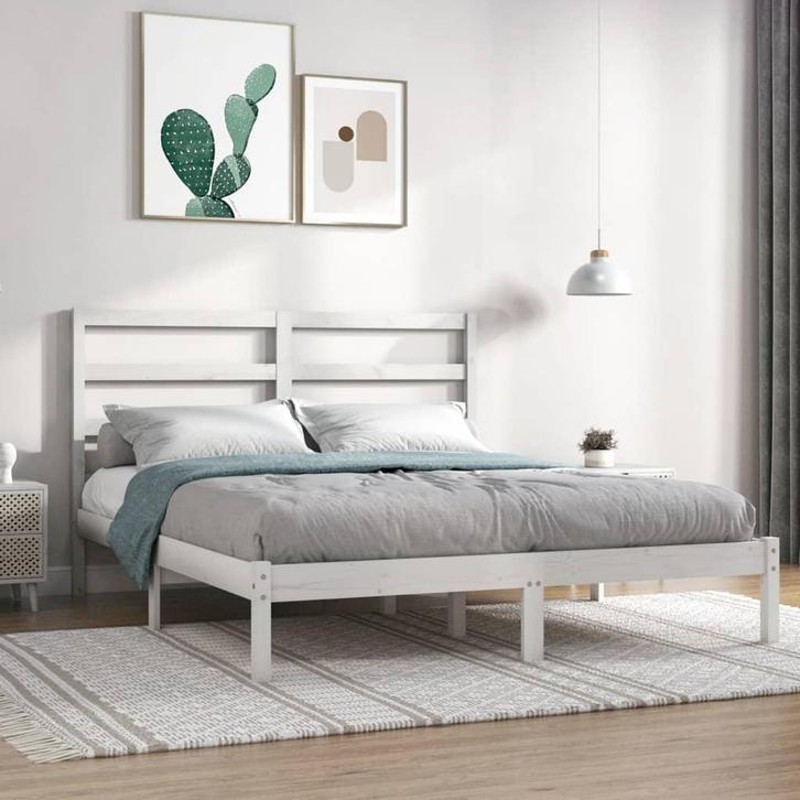vidaXL Bedframe zonder matras massief grenenhout wit 140x200, Huis en Inrichting, Slaapkamer | Bedden, Nieuw, Verzenden