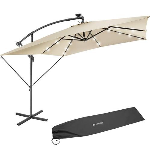 tectake Parasol Sunna LED-zonneenergie met zwengel 2,5 x 2,5, Tuin en Terras, Zonneschermen, Verzenden
