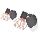 vidaXL Wandlamp E14 zwart en koper 2 st, Huis en Inrichting, Lampen | Wandlampen, Verzenden, Nieuw