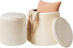 Set 2 Ottomans met Opslag | Retour Deal | -21% Goedkoop, Verzenden, Nieuw, Rond, Hout