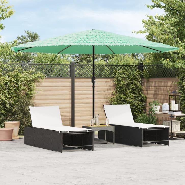 vidaXL Parasol met stalen paal 388x388x248 cm groen, Tuin en Terras, Parasols, Nieuw, Verzenden