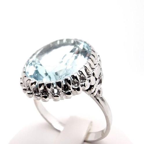 Ring - 18 karaat Witgoud Aquamarijn, Handtassen en Accessoires, Ringen