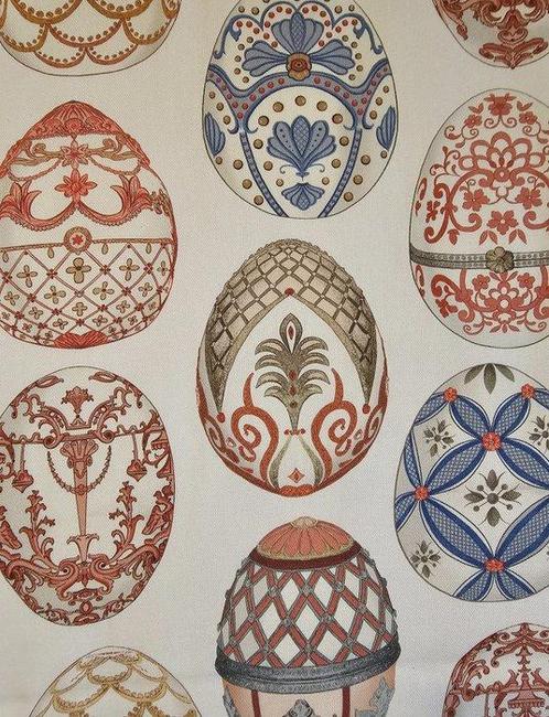 Zeldzaam weefsel met Fabergé-eieren - Exclusief Artmaison -, Antiek en Kunst, Antiek | Tapijten, Tafelkleden en Textiel