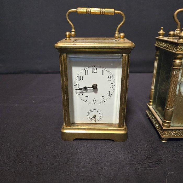 Rijtuigklok, Wekker (3) - Antiek Messing, Glas - 1910-1920 -, Antiek en Kunst, Antiek | Klokken