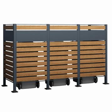Kliko ombouw - 3 containers - 251x89x150cm - antraciet ho... beschikbaar voor biedingen