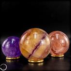 Vuurkwarts, fluoriet & amethist kogelset – Krachtige, Verzamelen