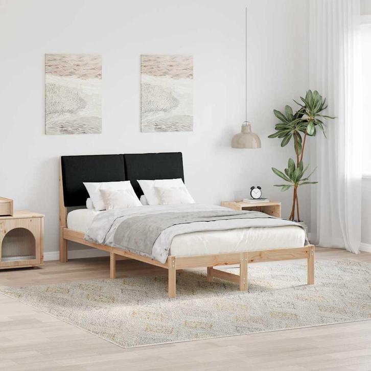 vidaXL Bedframe Bruin en zwart 120 x 190 cm Massief, Huis en Inrichting, Slaapkamer | Bedden, Nieuw, Verzenden