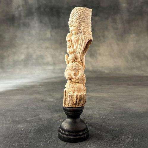 Snijwerk, NO RESERVE PRICE - Stunning an Indian Chief with, Antiek en Kunst, Kunst | Designobjecten