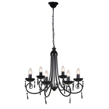 vidaXL Plafondlamp kroonluchter 6 lampjes zwart, Verzenden
