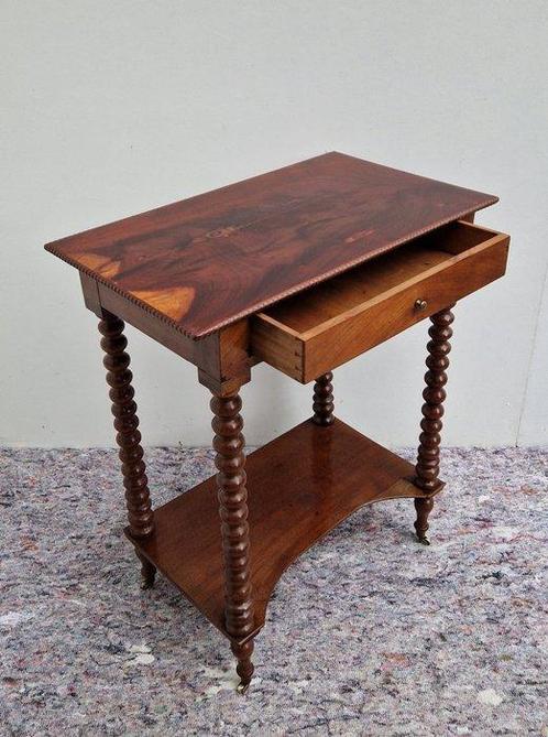 Engels mahonie klosje gedraaide poten bijzettafel -, Antiek en Kunst, Curiosa en Brocante