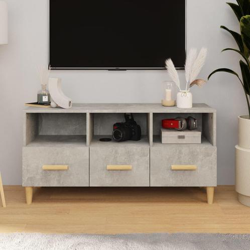 vidaXL Meuble TV gris bÃ©ton 102x36x50 cm bois, Huis en Inrichting, Kasten |Televisiemeubels, Verzenden