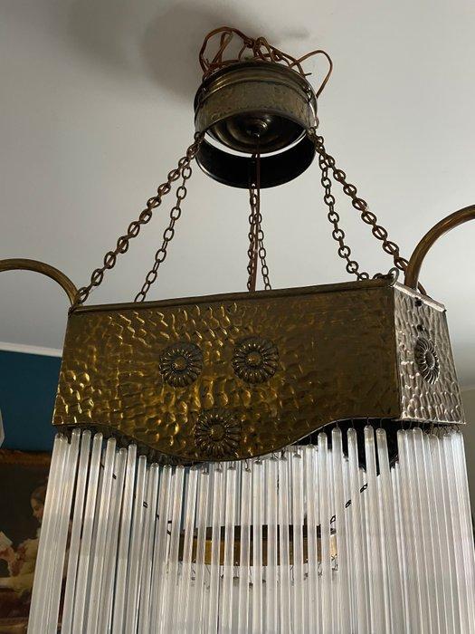 Lampe à suspendre - cuivre, laiton, verre, Antiek en Kunst, Kunst | Designobjecten