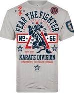 Fear The Fighter Karate T-shirt Katoen Grijs, Vechtsport, Verzenden