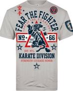 Fear The Fighter Karate T-shirt Katoen Grijs, Verzenden, Vechtsport, Nieuw, Grijs