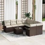 vidaXL Tuinbank Set 9 pcs Bruin Poly rattan, Verzenden, Nieuw