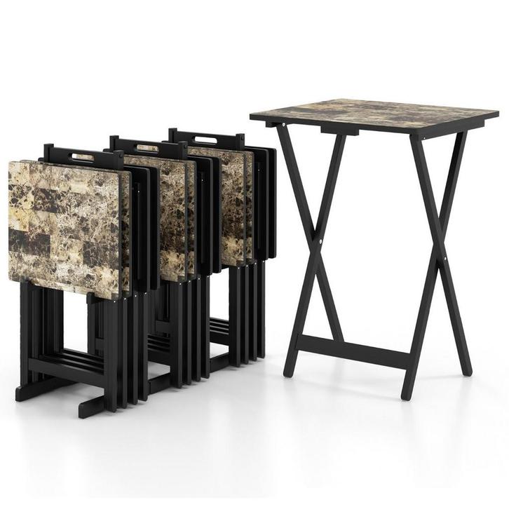 2dekans | Coast 4-Delige Klaptafelset 48x40x67 cm Zwart –, Huis en Inrichting, Tafels | Salontafels, Ophalen of Verzenden