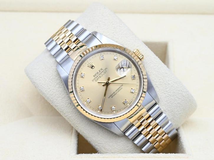 Rolex Datejust Ref. 16233 Year 1990 (Box), Handtassen en Accessoires, Horloges | Heren, Goud, Zo goed als nieuw, Goud, Rolex, Polshorloge