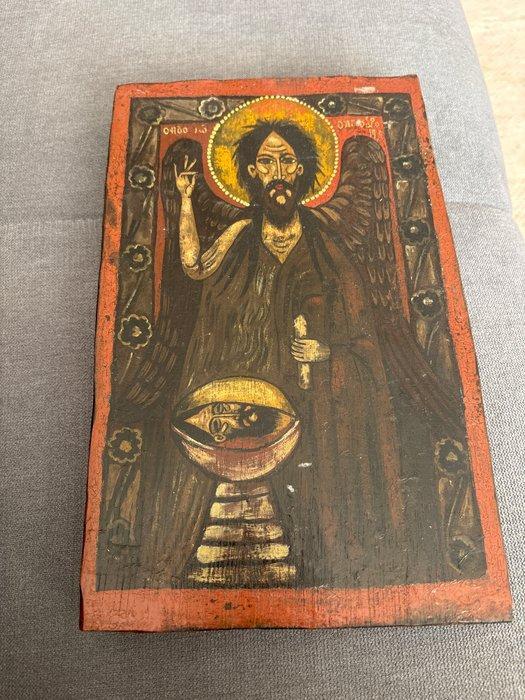 Icoon - Johannes de Doper - Hout - Handgeschilderd - 18 x 29, Antiek en Kunst, Antiek | Boeken en Manuscripten