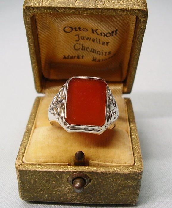 Zonder minimumprijs - Ring Zilver - 7.00ct. tw. Carneool -, Bijoux, Sacs & Beauté, Bagues