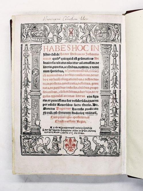 Pagnini - Hebraica Institutio - 1528, Antiquités & Art, Antiquités | Livres & Manuscrits