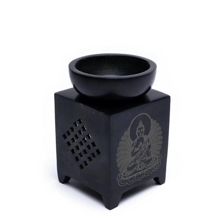 Olieverdamper Zeepsteen Vierkant Buddha Zwart, Sport en Fitness, Gezondheidsproducten en Wellness, Ophalen of Verzenden