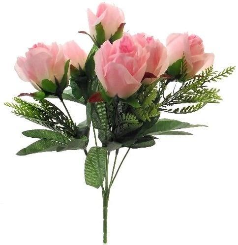 Zijden Rozen met Gips en Blad Lichtroze Boeketje 33 cm, Huis en Inrichting, Woonaccessoires | Kunstplanten en Kunstbloemen, Nieuw