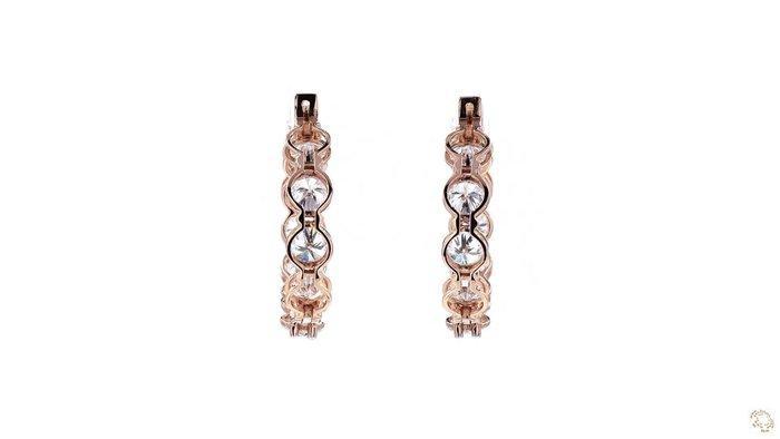 Hoepel oorbellen - 18 karaat Roségoud - 5.06ct. tw. Diamant, Handtassen en Accessoires, Antieke sieraden