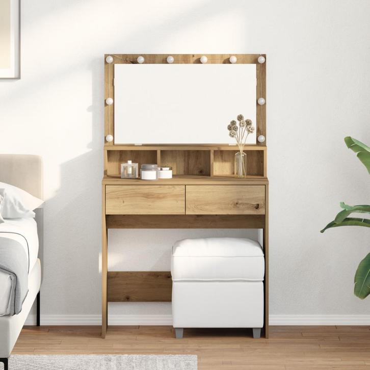 vidaXL Kaptafel met lade artisanaal eikenkleurig 80 x 41 x, Huis en Inrichting, Tafels | Kaptafels, Nieuw, Verzenden