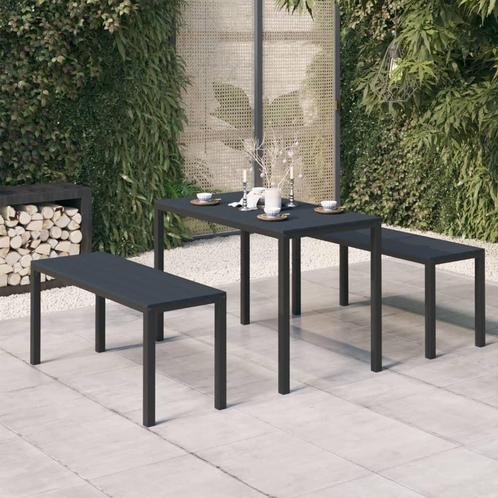 vidaXL 3-delige Tuinset staal en HKC zwart, Tuin en Terras, Tuinsets en Loungesets, Tuinset, Nieuw, Verzenden