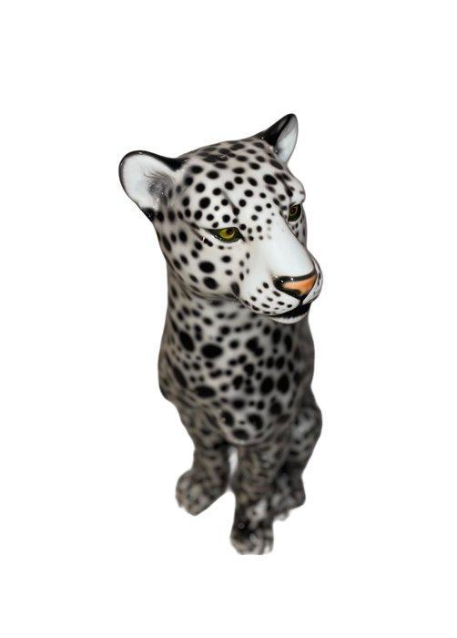 Ceramice Boxer - sculptuur, Classy white Leopard - 90 cm -, Antiek en Kunst, Kunst | Designobjecten