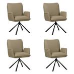 Set van 4 Leren draaibare eetkamerstoelen Elite - Toledo, Ophalen of Verzenden