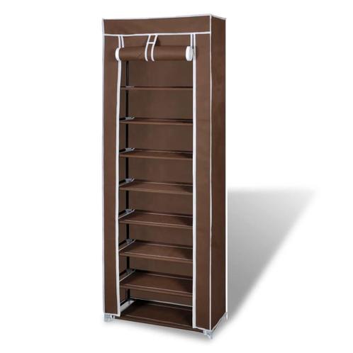 vidaXL Stoffen schoenenrek met hoes 162 x 57 x 29 cm bruin, Huis en Inrichting, Kasten | Schoenenkasten, Nieuw, Verzenden