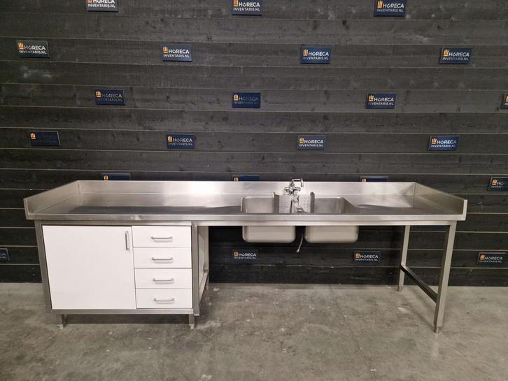 Wastafel | RVS | trespa | 292cm, Zakelijke goederen, Horeca | Meubilair en Inrichting, Gebruikt