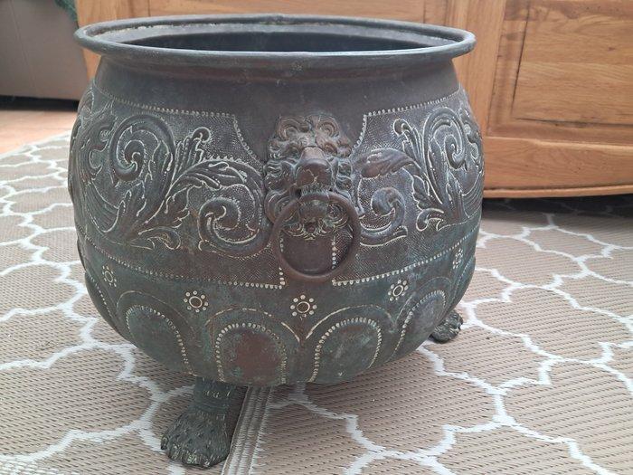Bloempot - Koper, Brons - Grote koperen bloempot, Antiek en Kunst, Curiosa en Brocante
