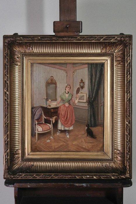 Eugène Benjamin Fichel (1826-1895) - Romantic scene, Antiek en Kunst, Kunst | Schilderijen | Klassiek