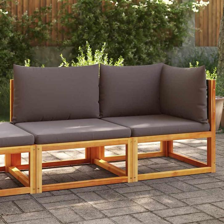 vidaXL Tuinbank met kussens 2-zits acaciahout & rotan, Tuin en Terras, Tuinsets en Loungesets, Nieuw, Verzenden