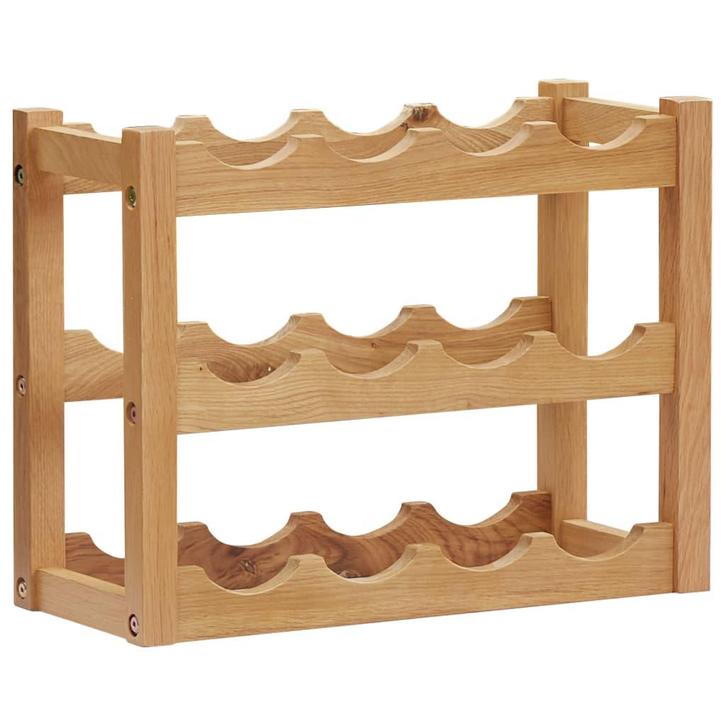 vidaXL Wijnrek voor 12 flessen 47x21x36 cm massief eikenhout, Huis en Inrichting, Woonaccessoires | Wijnrekken, Nieuw, Verzenden