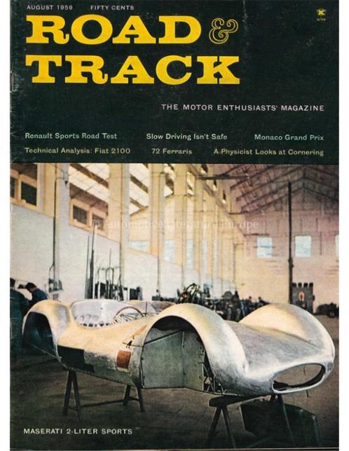 1959 ROAD AND TRACK MAGAZINE AUGUSTUS ENGELS, Livres, Autos | Brochures & Magazines