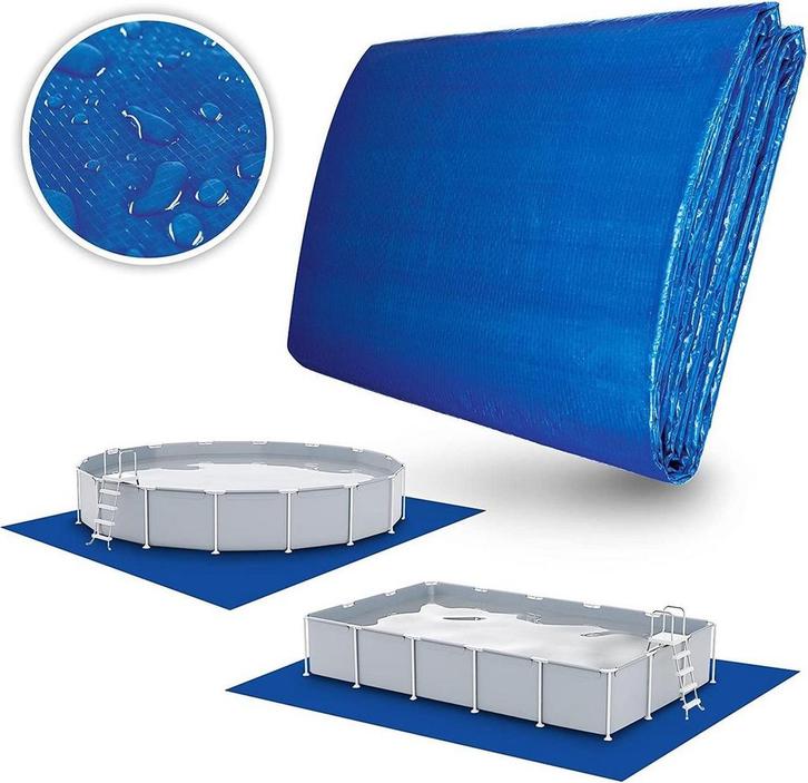 Grondzeil zwembad - Scheurbestendig - 396x396 cm - Blauw - T, Huis en Inrichting, Woonaccessoires | Overige, Nieuw, Verzenden