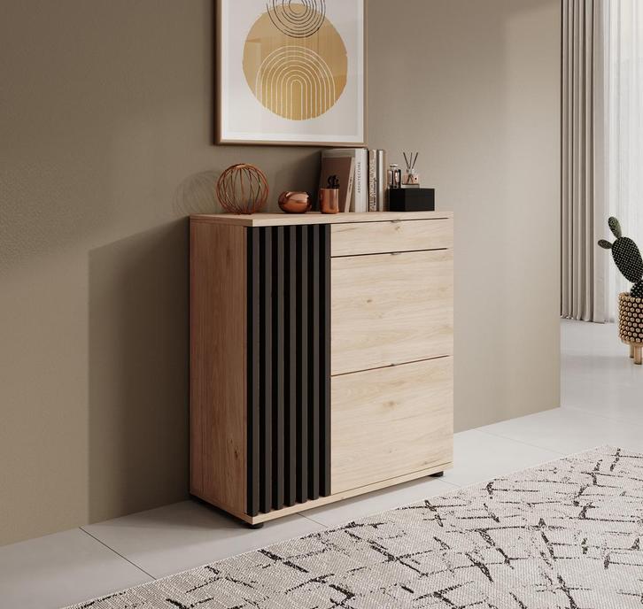 Meubella - Schoenenkast - Eiken 90cm met latjes, Huis en Inrichting, Kasten | Overige, Nieuw, Verzenden