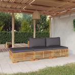 vidaXL Salon de jardin 3 pcs avec coussins Bois de teck, Tuin en Terras, Verzenden, Salons de jardin