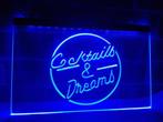 Cocktails & dreams en neon bord lamp verlichting cocktail  X, Huis en Inrichting, Verzenden, Nieuw