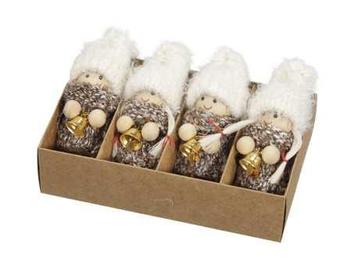 Meisjes kabouter hangers bruin/wit set van 4