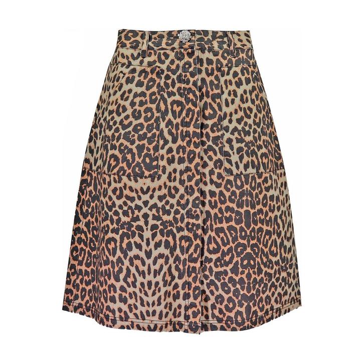 Frogbox • denim rok luipaard • 36, Kleding | Dames, Truien en Vesten, Bruin, Nieuw, Maat 36 (S), Verzenden