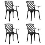 vidaXL Chaises de jardin 4 pcs Aluminium coulé Noir, Neuf, Verzenden