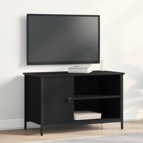 vidaXL TV-kast Zwart Eiken 80x40x50 cm Geengineerd Hout en, Huis en Inrichting, Kasten |Televisiemeubels, Nieuw, Verzenden
