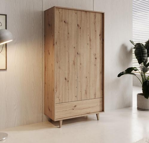 Kledingkast - Eiken - 92cm - Garderobekast met lade, Huis en Inrichting, Kasten | Overige, Nieuw, Verzenden